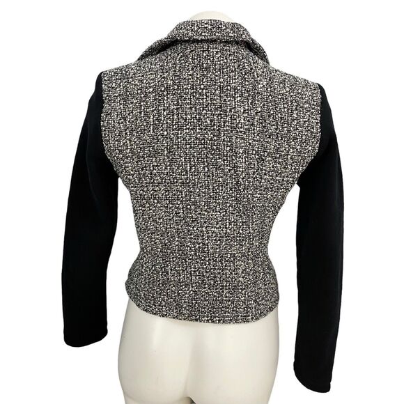 BCNU Blazer Coat Womens Sz Small Moto Black Work Office Date Tweed Rock Edgy - Picture 3 of 14